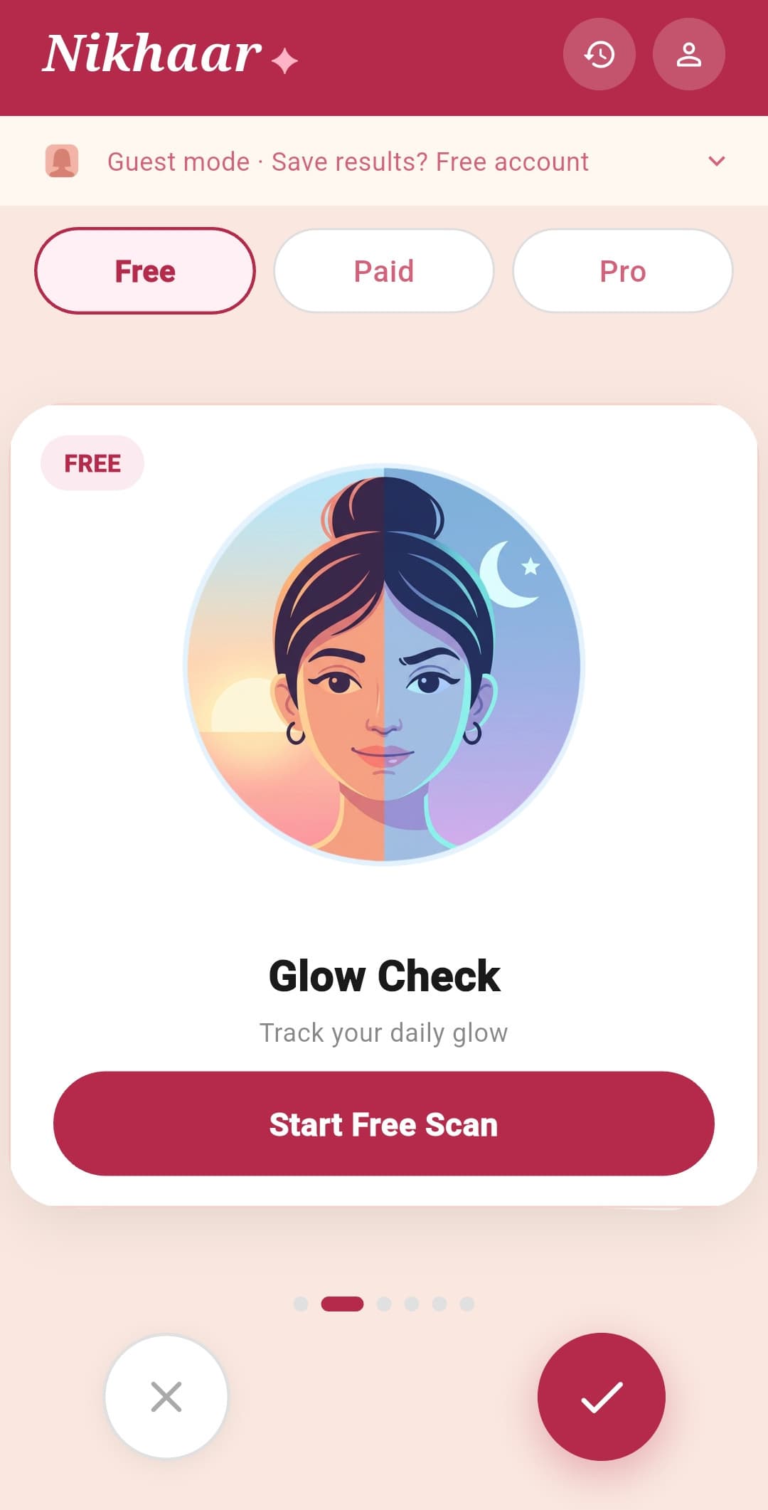 Nikhaar AI Daily Skin Check scan result screen